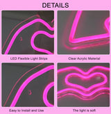 HMASYO Heart Hands Neon Sign Love Finger Neon Light, Pink Heart Neon Sign Light with Dimmer and USB, LED Wall Art for Music Lover Bedroom Game Room Bar Party Wedding Birthday Christmas Decor 15.7"