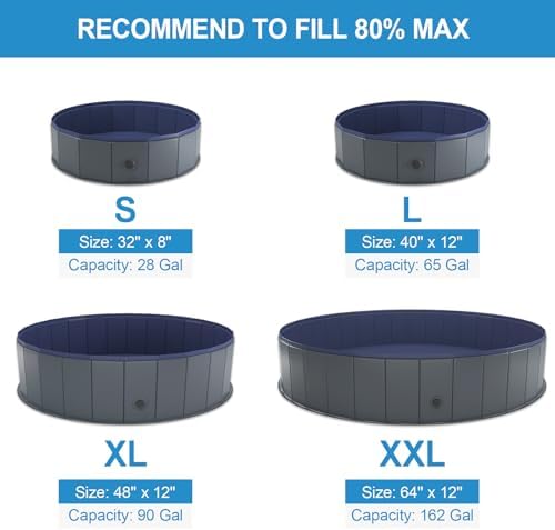 Niubya Portable Dog Pool, Foldable Pet Swimming Tub, Anti-Slip Collapsible Pet Bathtub, Hard Plastic Bath Pool for Pets Dogs and Cats, 40 x 12 Inches