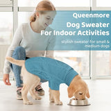 Queenmore Small Dog Pullover Sweater, Cold Weather Cable Knitwear, Classic Turtleneck Thick Warm Clothes for Chihuahua, Bulldog, Dachshund, Pug (Peacock Blue, Medium)