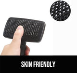 Self Cleaning Slicker Brush for Dogs& Cats, Skin Friendly Grooming Brush for Shedding Long&Short Haired Dogs& Cats, Deshedding Pet Supplies Accessories,Black