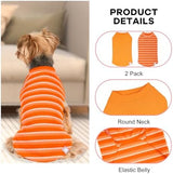 KYEESE 2Pack Waffle Dog Shirts for Small Dogs Stretchy Dog T-Shirts Lightweight Dog Tank Top Sleeveless Striped Dog Shirt Vest Breathable Cat Shirt, Large, Orange+Striped
