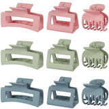 3 Style Hair Accessories for Women: Medium Rectangle Clips for Thick Hair, Square Clips for Thin Hair - 9 pcs Colorful Set