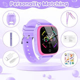 cjc 4G Smart Watch for Kids with GPS Tracker, Texting and Calling, Kids Watch for Ages 4-12 - Includes 2 Way Call, Video Call, Chat, SOS Alerts, App - Fun & Educational Birthday Gift Idea (Purple)