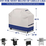 CUSSIOU Grill Cover BBQ Grill Cover 600D Waterproof Heavy Duty Gas Grill Cover, Barbecue Grill Covers for Weber, Brinkmann, Char Broil Grills Cover (59" L x 24" W x 46" H,Fog/Navy)