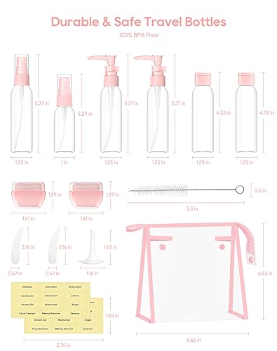 Morfone Travel Bottles kit, TSA Approved Travel Size Containers for Toiletries Leak Proof Refillable Liquid Travel Accessories with Toiletry Bag for Cosmetic Shampoo Conditioner Lotion