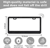 2 Pack Bling License Plate Frames for Women, Sparkly Rhinestone Diamond Car Accessories with Glitter Crystal Caps (Black)