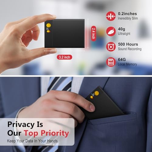 AI Voice Recorder，64GB Voice Recorder by App Control,Transcribe Summarize,AI Speech Processor Empowered Simultaneous Interpretation by ChatGPT for Lectures, Meetings, Calls(Black)