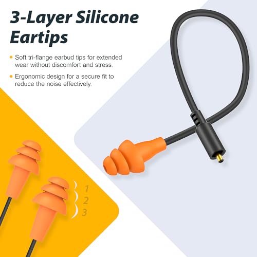 MIPEACE 2 Pieces Replacement Earbuds Cables for Work Earbuds Bluetooth（Black & Orange）