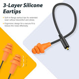 MIPEACE 2 Pieces Replacement Earbuds Cables for Work Earbuds Bluetooth（Black & Orange）