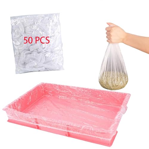 50 Pcs Disposable Rabbit Cage Liner Plastic Toilet Film Leak-Proof for Small Animals Bunny Guinea Pig Bird Cage Liners Litter Box Crate Tray Drawer Quick Cleanup Essentials Indoor (Large)