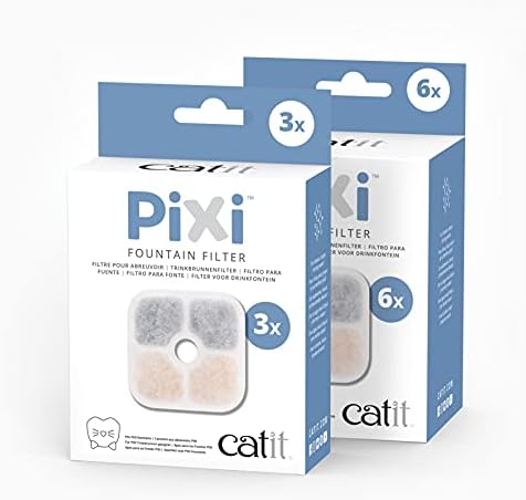 Catit PIXI Cat Drinking Fountain Original Filter, Official Replacement Triple Action Water Filter, 6-Pack, White