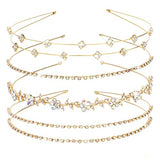 Jaciya Gold Bridal Headband 4 Pieces Rhinestone Headbands AB Crystal Flower Girl Leaves Crown Head Band Tiara Wedding Hair Accessories