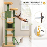 YITAHOME 76in Tall Cactus Cat Tree Tower with Self-Grooming Brush, Cute Cat Climbing Tower for Indoor Cats with Cat Condo, Plush Platform, Hammock, Sisal Scratching Posts, Dangling Ball