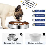 Slow Feeder Dog Bowls 304 Stainless Steel, 2 Cups Metal Food Bowls, Water Bowl for Small & Medium Sized Dogs, Fun Bloat Stop Pet Fast Eaters