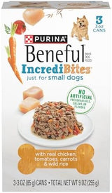 Purina Beneful Small Breed Wet Dog Food With Gravy, IncrediBites with Real Chicken - (8 Packs of 3) 3 oz. Cans