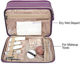 BAGSMART Large Toiletry Bag, Travel Makeup Organizer Water-resistant Makeup Cosmetic Bag Travel Bag for Accessories, Shampoo, Full Sized Container, Toiletries (Purple, Medium)