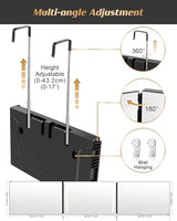 JUSRON 360 Viewing Angle Self Hair Cutting Mirror, Clear Anti-Fog HD Glass (Black with LED with Accessories)
