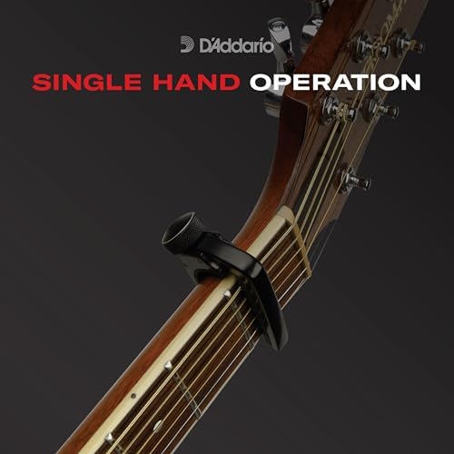 D'Addario Accessories Ukulele Pro Capo - For Soprano, Concert, Tenor, Baritone Ukuleles - 4 String Ukulele Capo - Micrometer Tension Adjustment for Buzz-Free, In-Tune Performance - Black