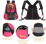 WOYYHO Pet Dog Carrier Backpack Small Dog Front Backpack Ventilated Mesh Dog Travel Back Pack with Safety Belt for Travel Hiking Cycling Outdoor Use (M (5-9 lbs), Rethink Pink)