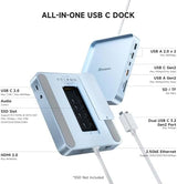 Minisopuru iExpandMate DS802PRO iMac Accessories with 4K@60Hz HDMI, USB C Charging, 2.5GbE, 4TB M.2 SSD Enclosure, USB C Hub for iMac 24 inch M1/M3/M4, iMac Hub with 4 x USB, SD/TF, Audio | Blue