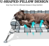 Elevated Raised Dog Bed Cot - Cooling Raised Dog Bed with Bolster Portable Washable Pet Cot Bed with Metal Frame Dog Hammock Bed for Indoor & Outdoor Medium