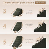 EHEYCIGA Curved Dog Stairs Ramp for High Beds 19.7" H, 4-Step Dog Steps for Small Dogs and Cats, Pet Stairs for High Bed Climbing, Non-Slip Balanced Pet Step Indoor, Olive Green