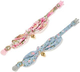2 Pack Breakaway Cotton Cat Collars with Cute Bunny Ear Bowtie and Bell, Floral Female Male Kitten Collars(Pink & Blue)