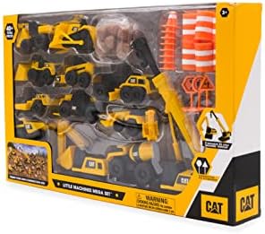 CAT Construction Toys, Little Machines Mega Set, 40-Piece Yellow Vehicles and Construction Site Accessories, Includes Dump Truck, Crane, Excavator, Bulldozer and more, for Kids and Toddlers Ages 3+