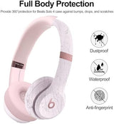 【3 in 1】 Silicone Case for Beats Solo 4 Headphones, Protective Silicone Covers for Beats Solo 4 Shell/Ear Pad/Headband Cover, Accessories Silicone Skin Protector for Beats Solo 4 - Pink