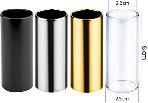 Augshy 4 Pieces Medium Guitar Slides for Acoustic,Stainless Stell Guitar Slides for Electric,Glass Guitar Slide and 8 Pieces Plastic Thumb & Finger Picks Guitar Accessories
