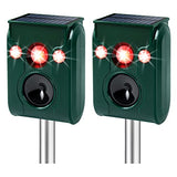 PGFIT 2 pack Solar Animal Repeller Ultrasonic Outdoor Animal Repellent Waterproof Movement LED Flashing Alarm Sound Activated Applicable toDeer,Cat,Bird,Rabbit,Squirrel,Skunk.Protecting Lawn Orchards。