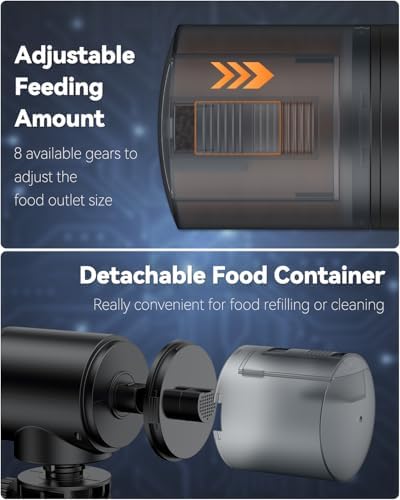 Pawfly Automatic Fish Feeder for Aquarium - USB Rechargeable Vacation Timer - Adjustable Auto Fish Food Dispenser for Pellets, Flakes & Strips (200 ml)