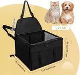 PetsHome Dog Car Seat Foldable Dog Car Booster Seat Waterproof Breathable Oxford Travel Bag for Small to Medium Dogs, Puppies, and Pets-Pure Black-Upgrade