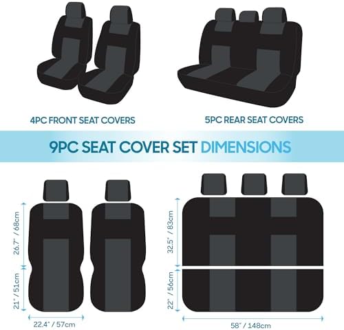 BDK PolyPro Car Seat Covers Full Set in Solid Beige, Front and Rear Split Bench Seat Covers for Cars, Easy to Install Car Seat Cover Set, Car Accessories for Auto Trucks Van SUV - Solid Beige