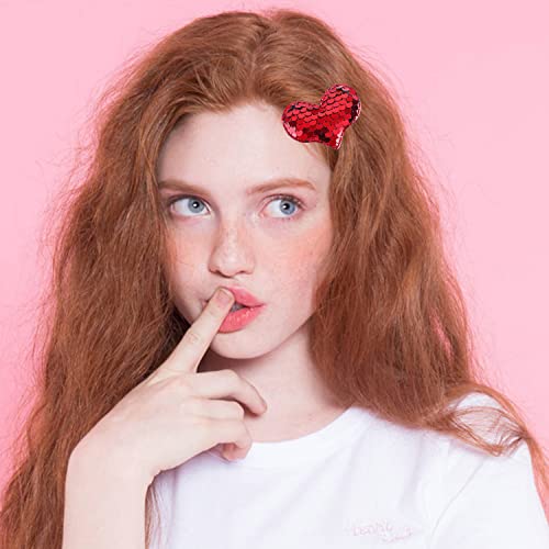 20pcs Heart Hair Clip for Girls Hair Accessories Pack Sparkle Glitter Sequins Toddler Clips Birthday Valentines Mother's Day Gift