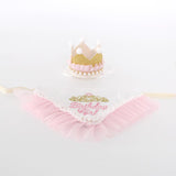 Princess Dog Crown Hat Scarf Set, Dog Birthday Hat Dress Outfit, Wedding Party Supplies for Girl Cats and Small Mini Dogs (GoldPearl)