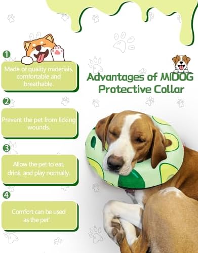 Dog Cone Collar for Small Medium Large Dogs for After Surgery, Pet Inflatable Neck Donut Collar Soft Protective Recovery Cone for Dogs and Cats - Alternative E Collar Does Not Block Vision - Green,L