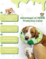 Dog Cone Collar for Small Medium Large Dogs for After Surgery, Pet Inflatable Neck Donut Collar Soft Protective Recovery Cone for Dogs and Cats - Alternative E Collar Does Not Block Vision - Green,L