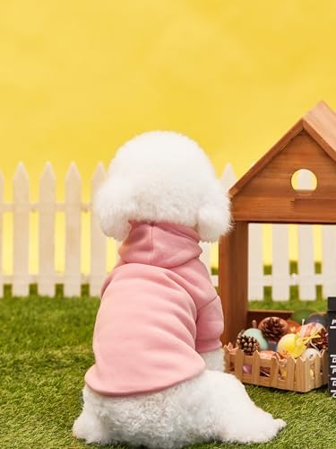 QWINEE 2Pcs Basic Dog Hoodie, Dog Warm Jacket, Cat Apparel, Dog Shirt, Dog Clothes for Puppy Kitten Small Medium Dogs Cats Pink and Green X-Large