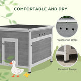 PawHut Duck Coop, Wooden Chicken House Rabbit Hutch with Openable Roof, Removable Floor, Double Doors, Ramp, Duck House for 3-6 Chickens, Geese, 30" x 38" x 30"