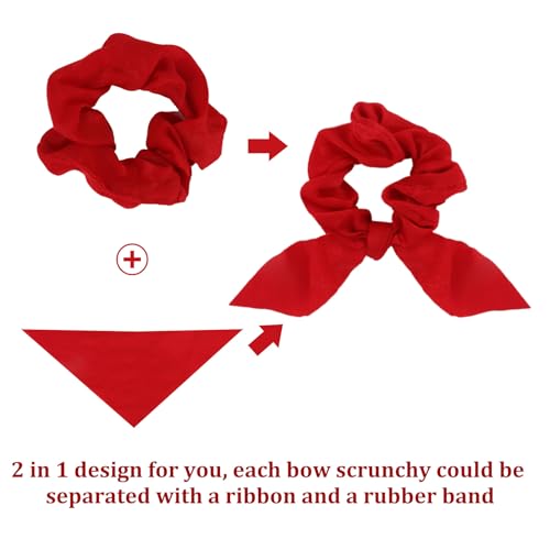 20 Pack Satin Hair Accessories for Women - Bow Scrunchies, Bunny Ear Hair Ties with Tails for Thick Hair and Girls