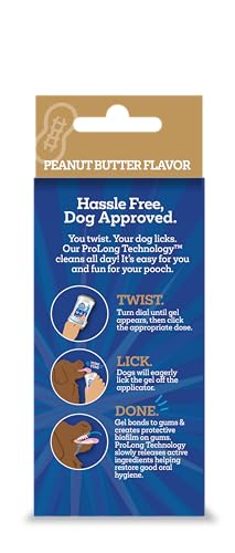 Twist and Lick Dental Gel for Dogs, Cleans Teeth and Freshens Breath for 24 Hours, Peanut Butter Flavor, 2 oz, 30 Day Supply
