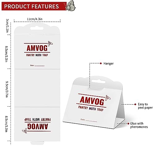 AMVOG Pantry Moth Glue Trap, Non-Toxic and Harmless, Easily Ensures Food Safety – Suitable for Home, Business, and Agricultural Settings, 16 Traps
