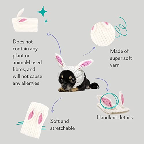 Zoo Snoods Bunny Costume - Knit Easter Dog Snood Ear Wrap for Pets, Warm Neck Cover for Halloween and Winter (Medium)