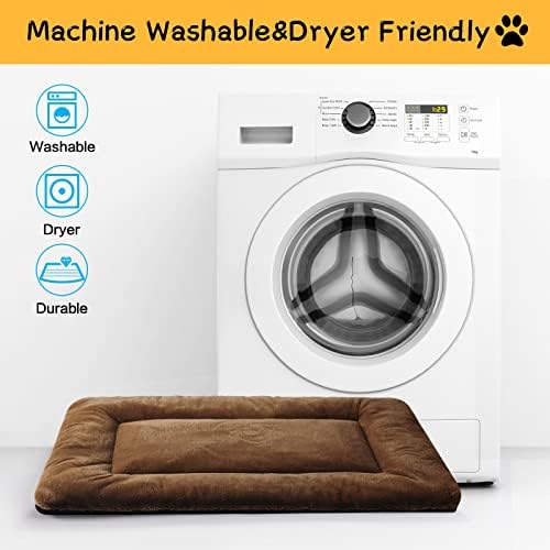 Dog Beds Crate Pad for Large Dogs Fit Metal Dog Crates,Ultra Soft Dog Crate Bed Washable & Anti-Slip Kennel Pad for Dogs Cozy Sleeping Mat,Brown 42inch