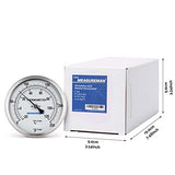 Measureman Fully Stainless Steel Pot, Kettle, Brewing Bimetal Dial Thermometer, 3" Dial, 6" Stem, 0-250 deg F/-20-120 deg C, -1% Accuracy, Adjustable, 1/2" NPT Back Mount