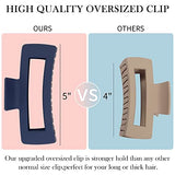 AHONEY Extra Large Claw Clips, 5 Inch XL Giant Claw Clip Strong Hold Oversized Jaw Clip, Curly Hair Clips for Thick Long Hair, Hair Accessories for Women (Warm, 4 Count)