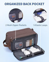 WANDF Toiletry Bag for Men Travel Toiletry Organizer Canvas and Leather Dopp Kit Water-Resistant Shaving Bag for Travel Accessories (Brown, Patent Pending)