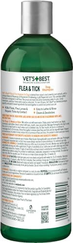 Vet’s Best Flea and Tick Advanced Strength Dog Shampoo - Dog Flea and Tick Treatment - Plant-Based Formula - Certified Natural Oils - 12 oz