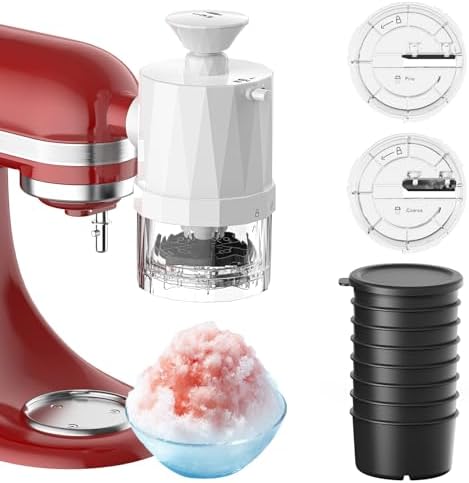 GVODE Shaved Ice Attachment for KitchenAid Stand Mixer, Snow Cone Shaved Ice Machine with Coarse and Fine Blades,8 Ice Cube Molds,Accessories and Attachments for Kitchen Aid